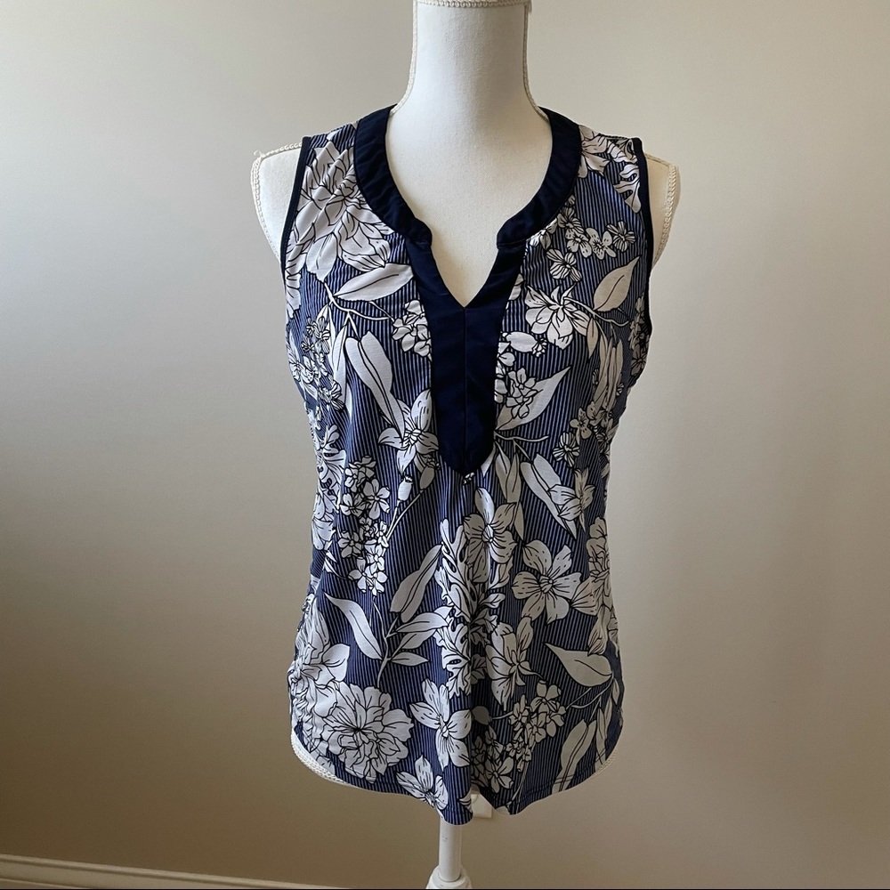 Navy Floral Blouse